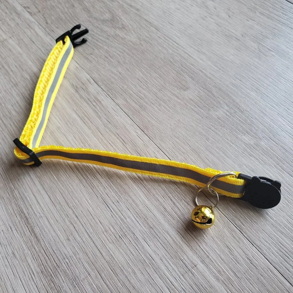 NEW Yellow Adult Reflective-Breakaway Cat Collar with Bell